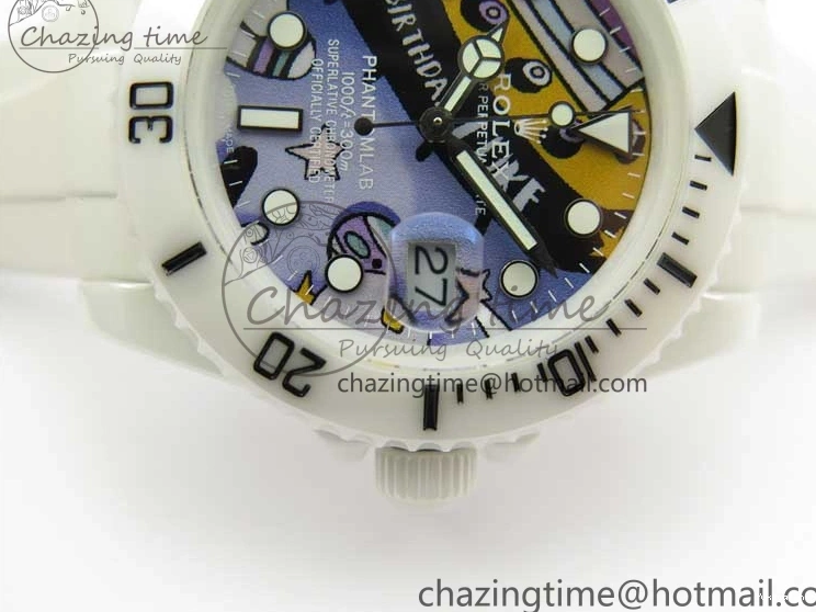 Ceramic Edition 40mm White Dial Submariner Painting White on Best Strap SA3135 Rubber 5GF 0104